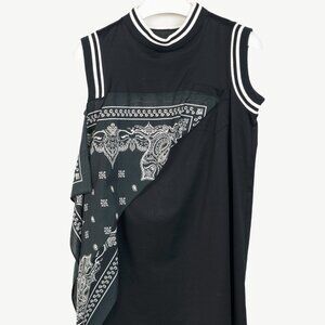 Sacai R/19 Black Cotton-Jersey Bandana-Drape Tank